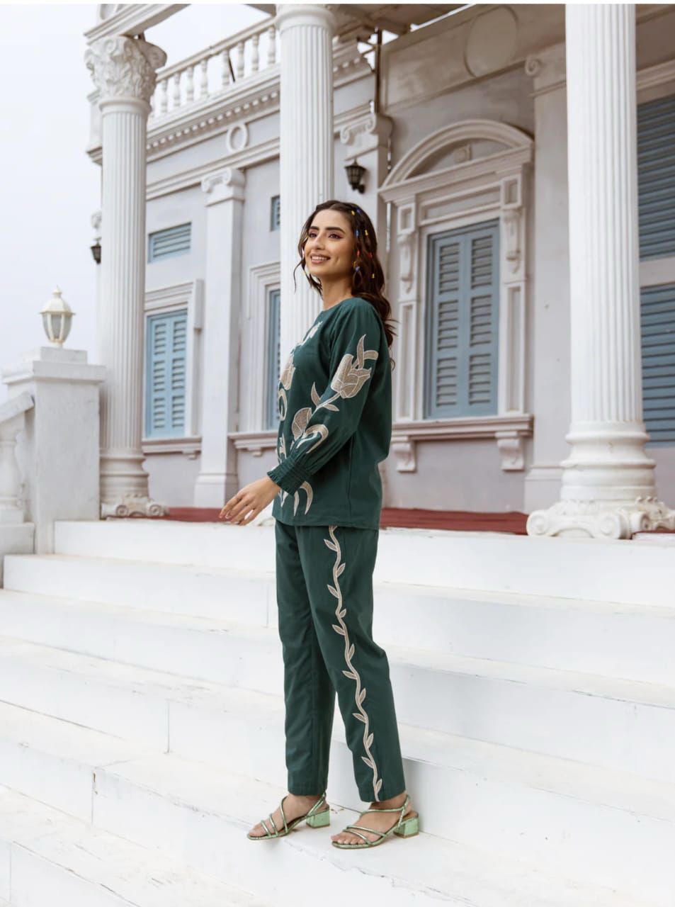 Embroidered Cord Set with Kurti & Pant – Pure Cotton Outfit for Women Dream Cather