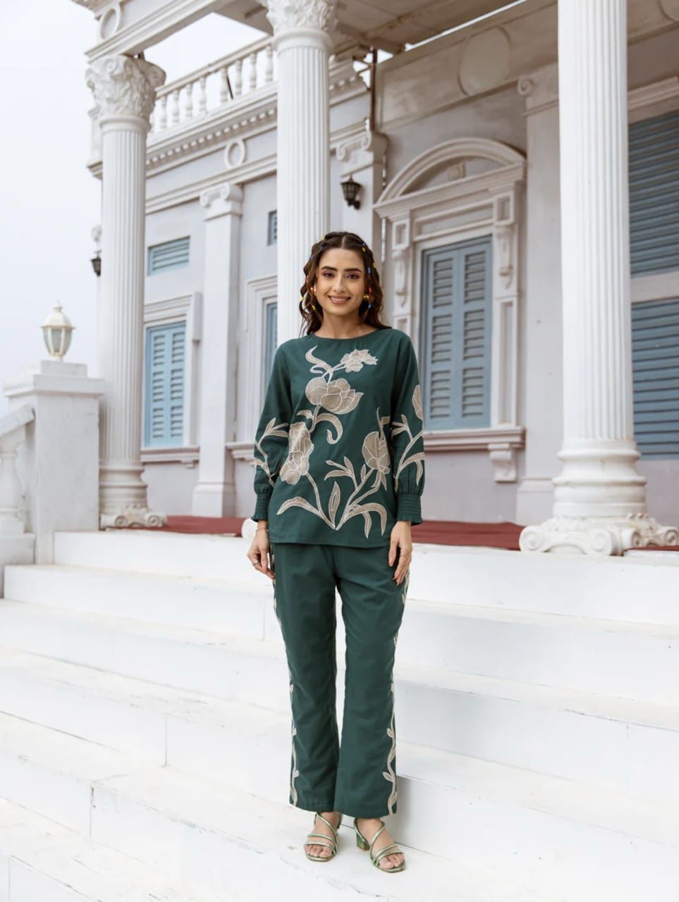 Embroidered Cord Set with Kurti & Pant – Pure Cotton Outfit for Women Dream Cather