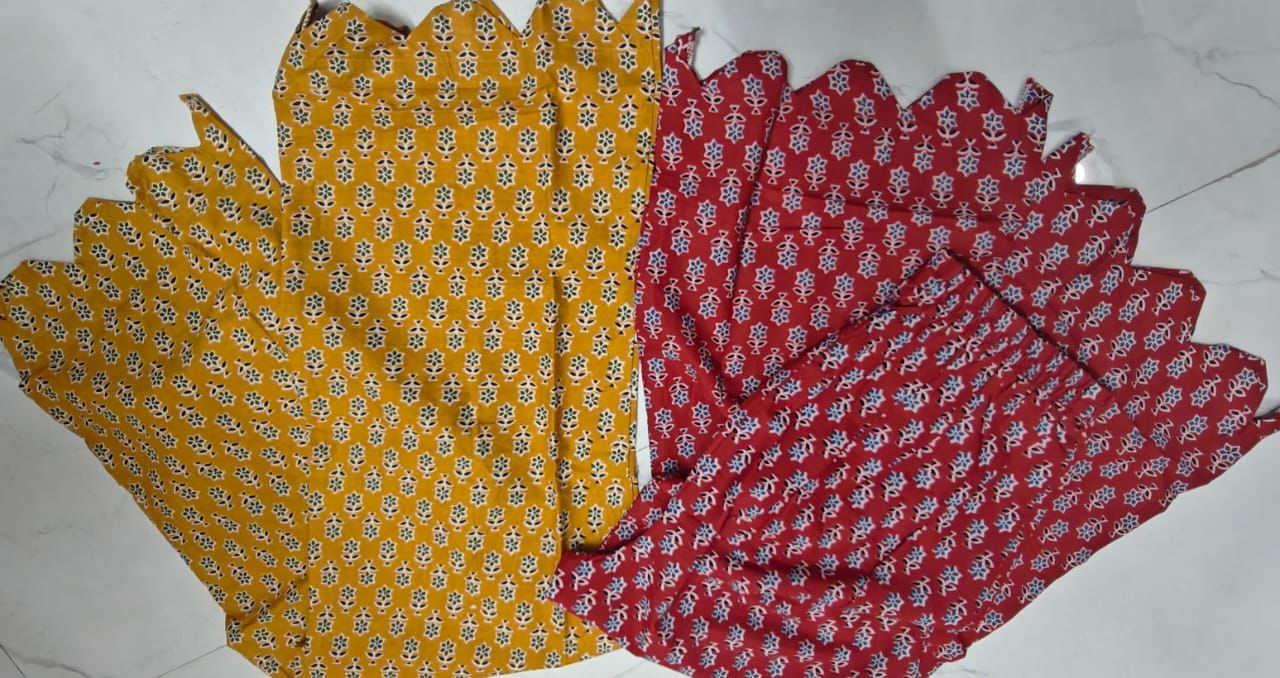 Anarkali Kurta Set in Sanganeri Print Dream Cather