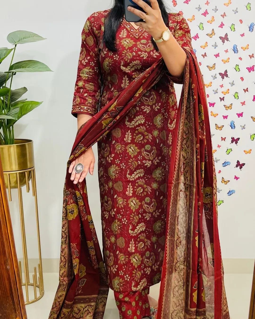 Elegant Cotton Straight Suit Set Dream Cather