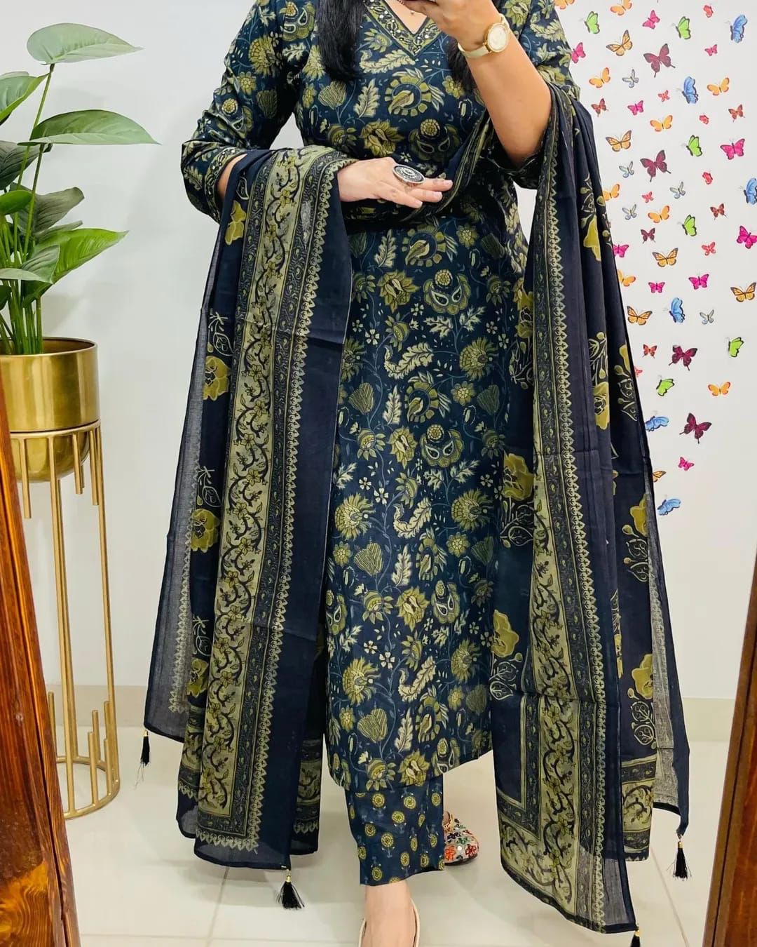 Elegant Cotton Straight Suit Set Dream Cather