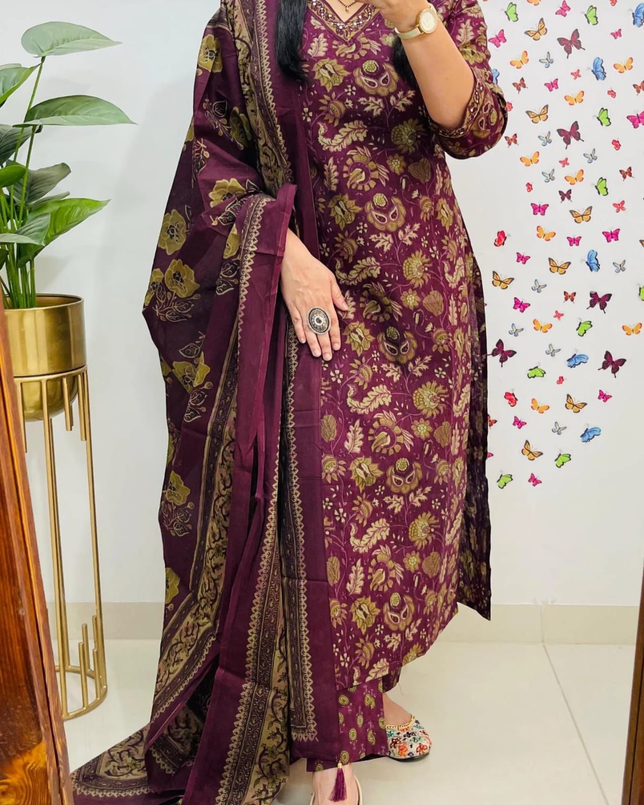 Elegant Cotton Straight Suit Set Dream Cather