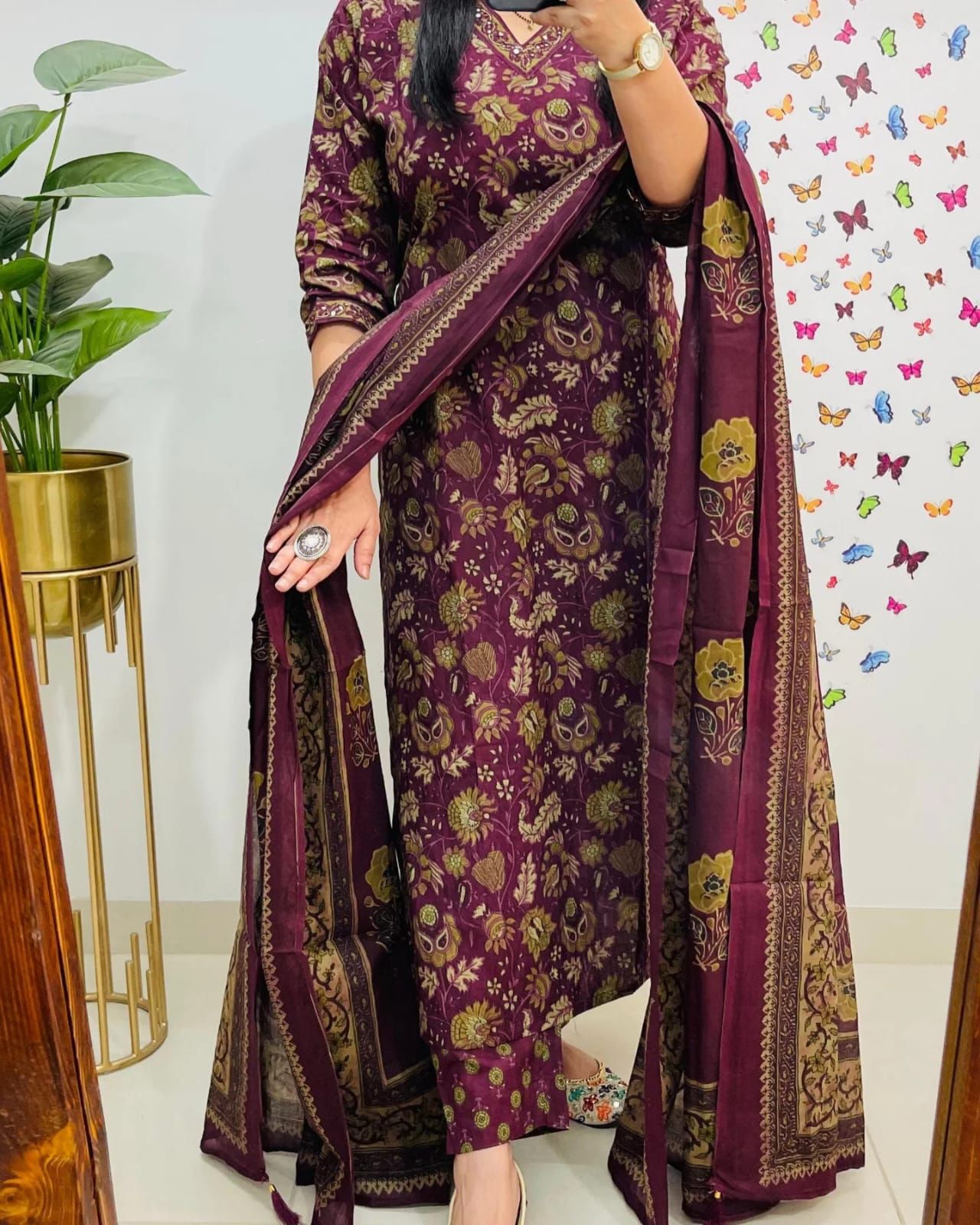 Elegant Cotton Straight Suit Set Dream Cather