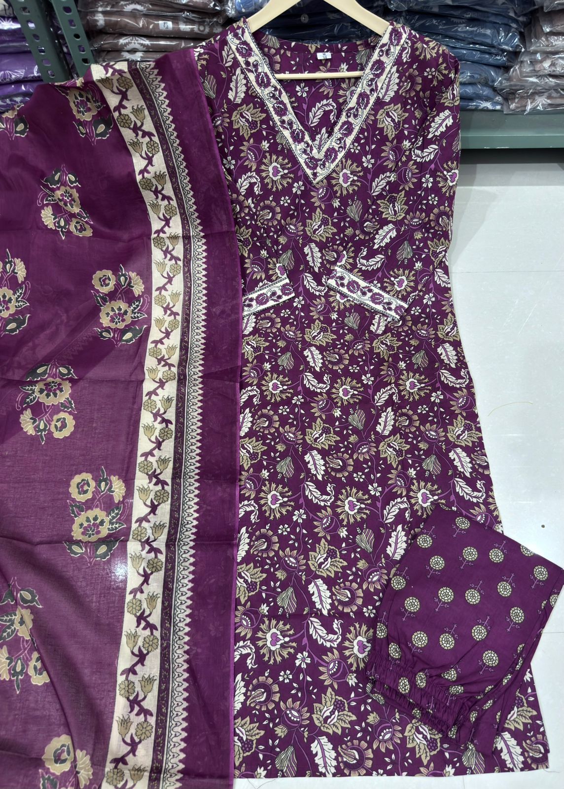 Elegant Cotton Straight Suit Set Dream Cather