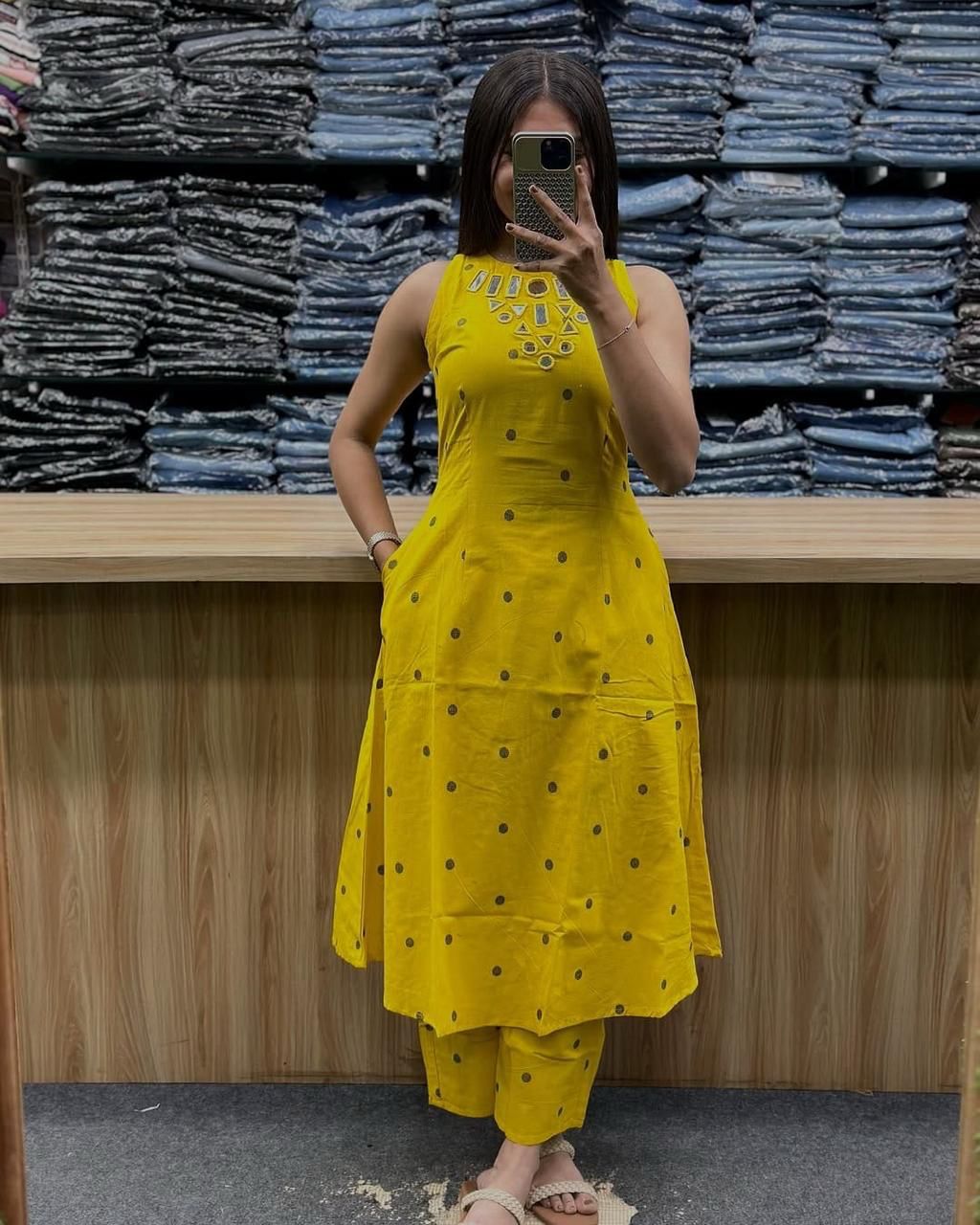 Premium A-Line Cotton Kurta Set with Abla Embroidery Dream Cather