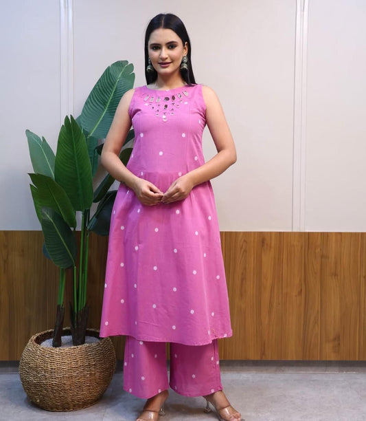 Premium A-Line Cotton Kurta Set with Abla Embroidery Dream Cather