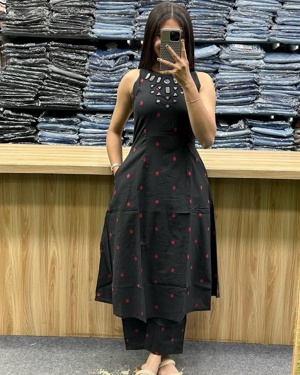 Premium A-Line Cotton Kurta Set with Abla Embroidery Dream Cather