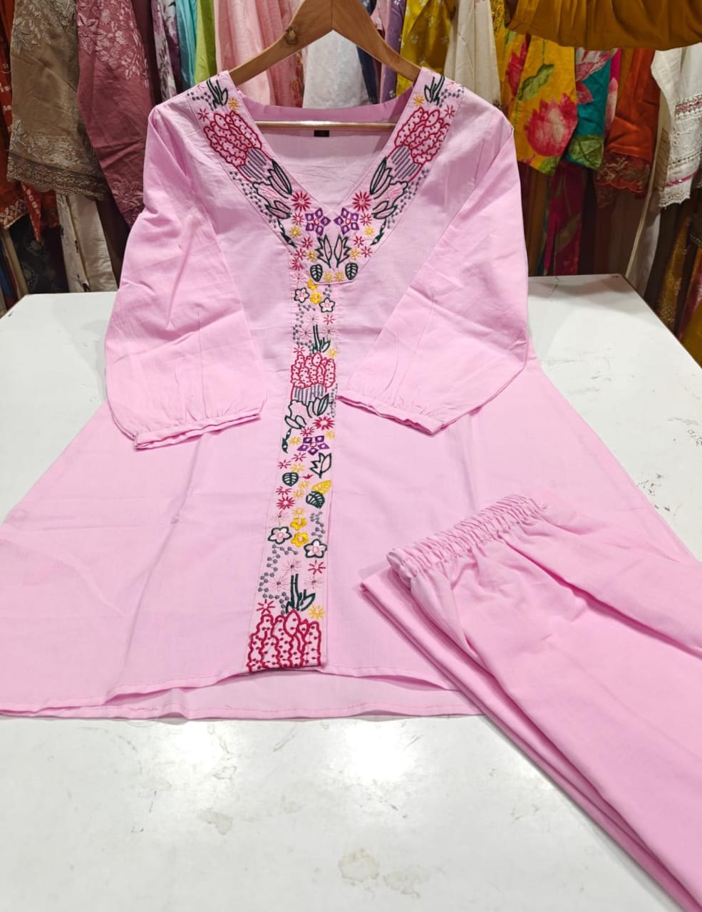 Classy Summer Cotton Co-ord Set with Embroidery Dream Cather