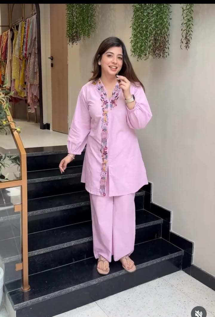 Classy Summer Cotton Co-ord Set with Embroidery Dream Cather