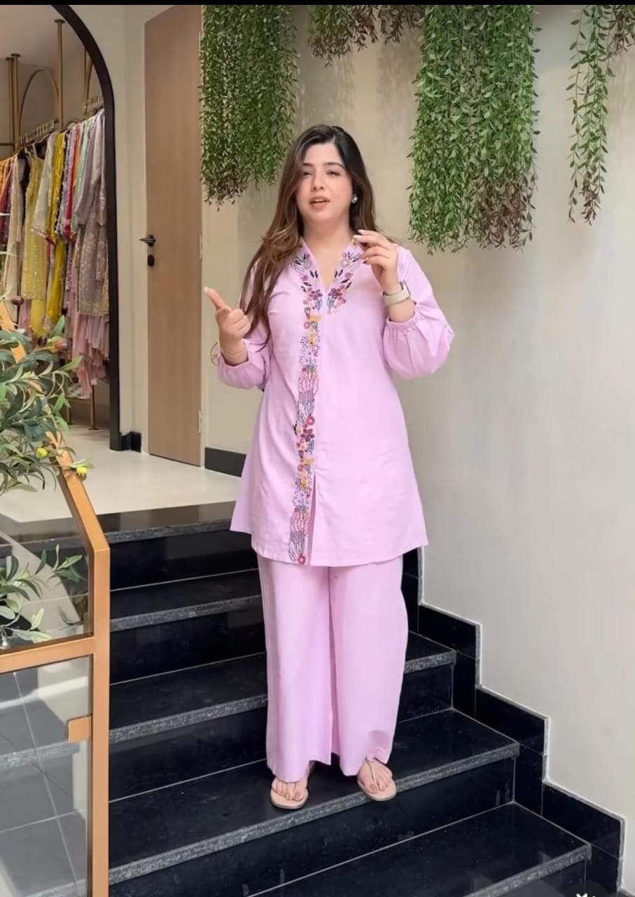 Classy Summer Cotton Co-ord Set with Embroidery Dream Cather