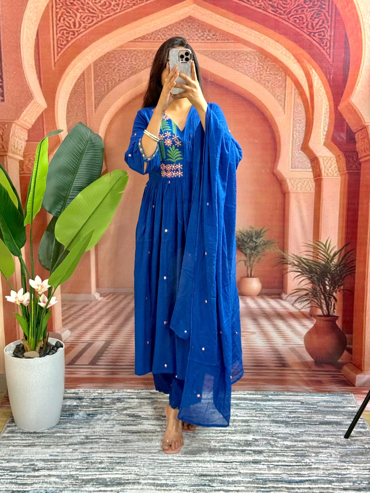 Cotton Slub Embroidered 3-Piece Suit Set Dream Cather