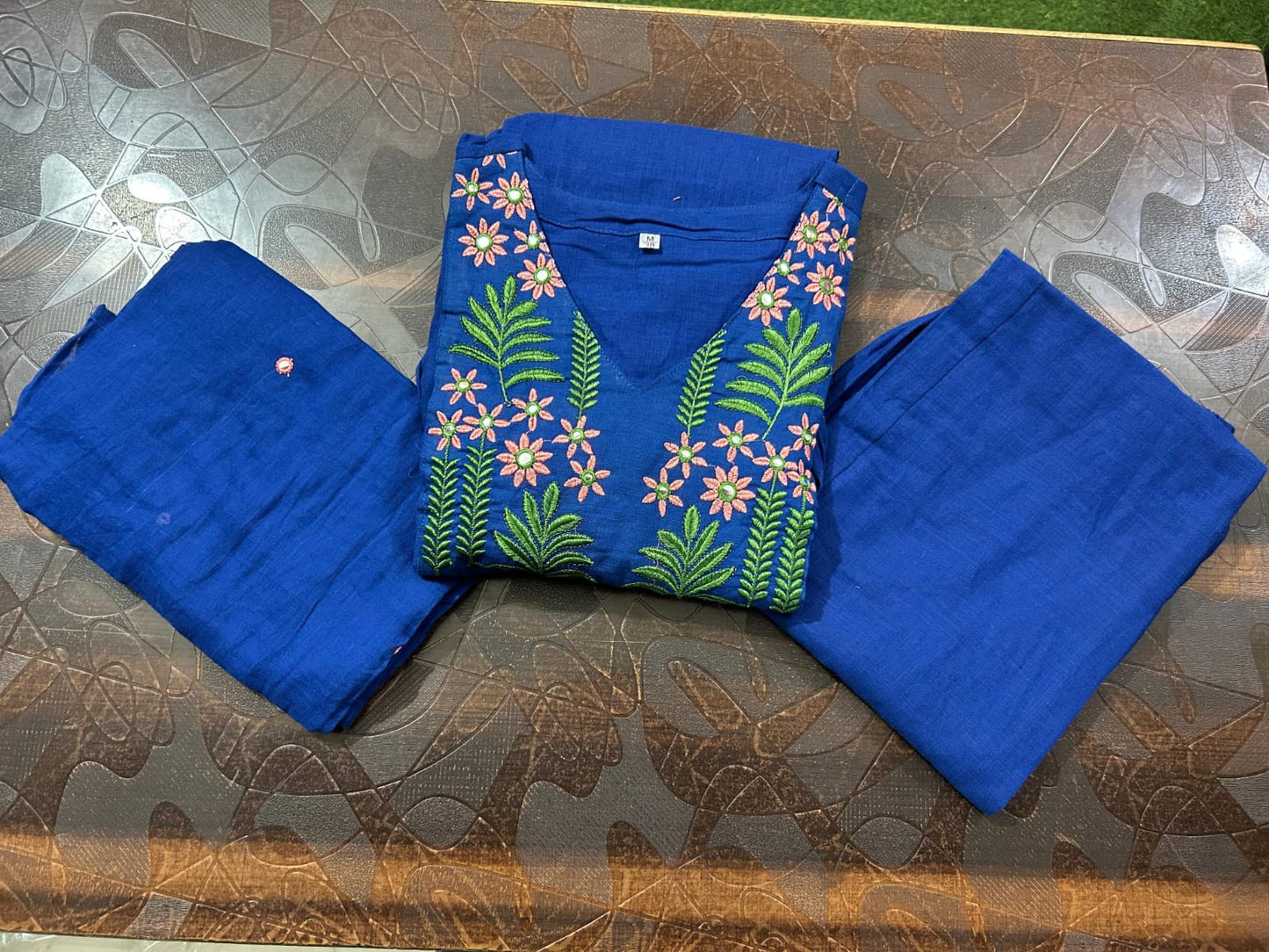 Cotton Slub Embroidered 3-Piece Suit Set Dream Cather