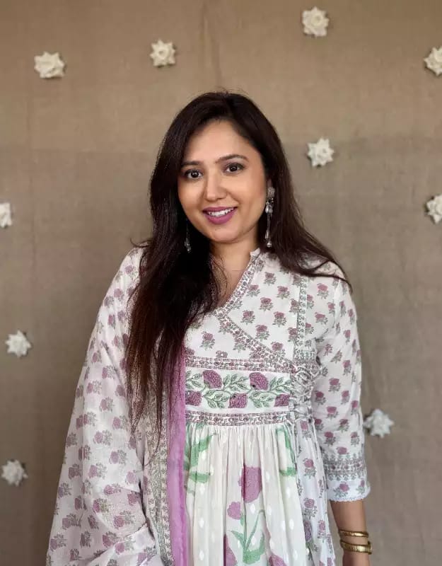 Floral Printed Cotton Angrakha Suit Set with Hand & Sequence Work Dream Cather