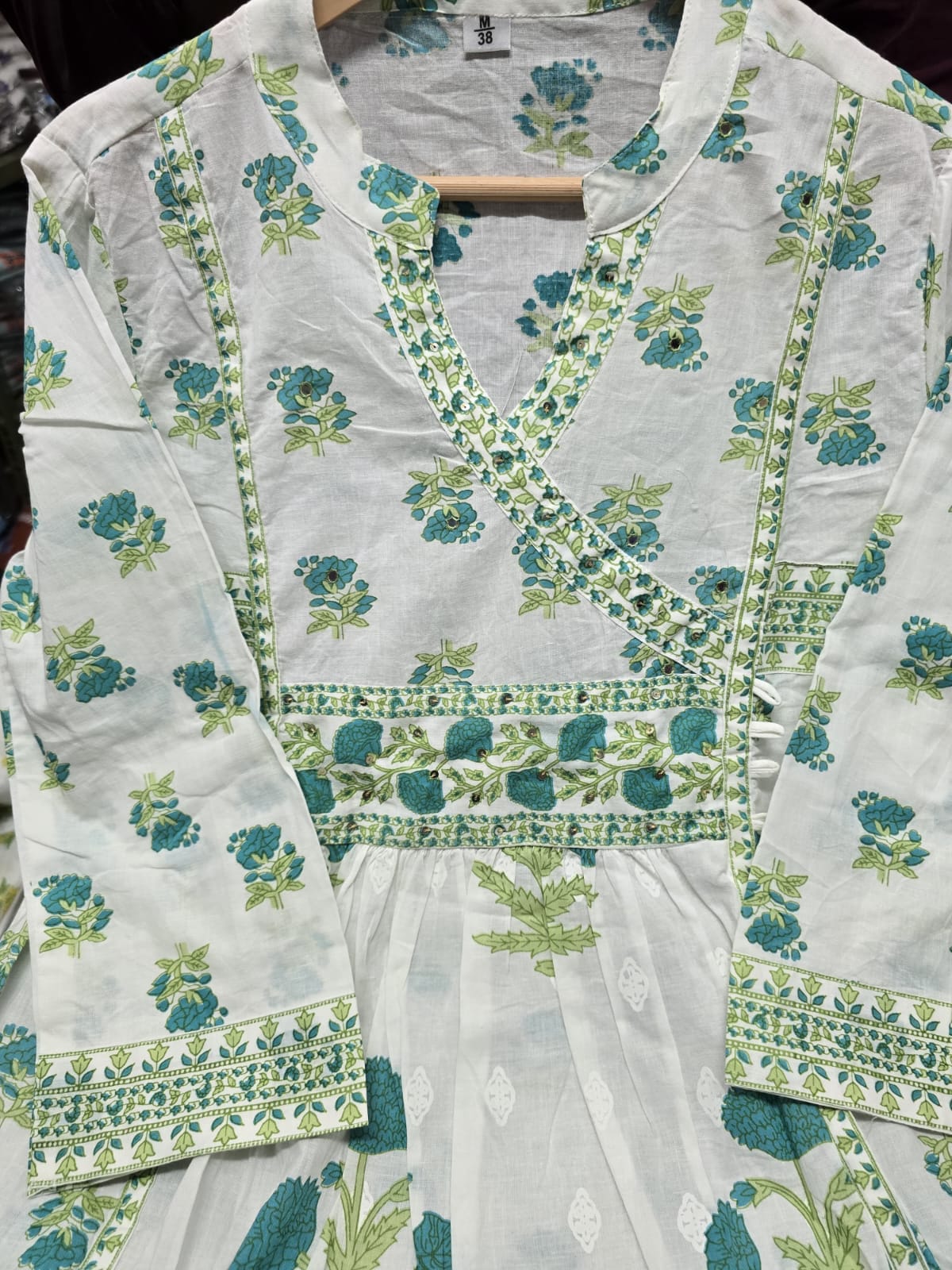 Floral Printed Cotton Angrakha Suit Set with Hand & Sequence Work Dream Cather