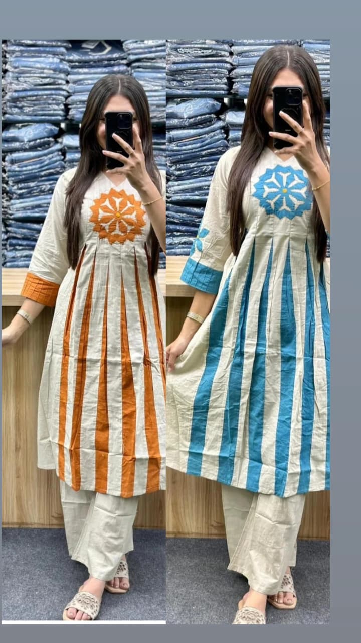 Aqua Bloom Kurti Pant Set Dream Cather