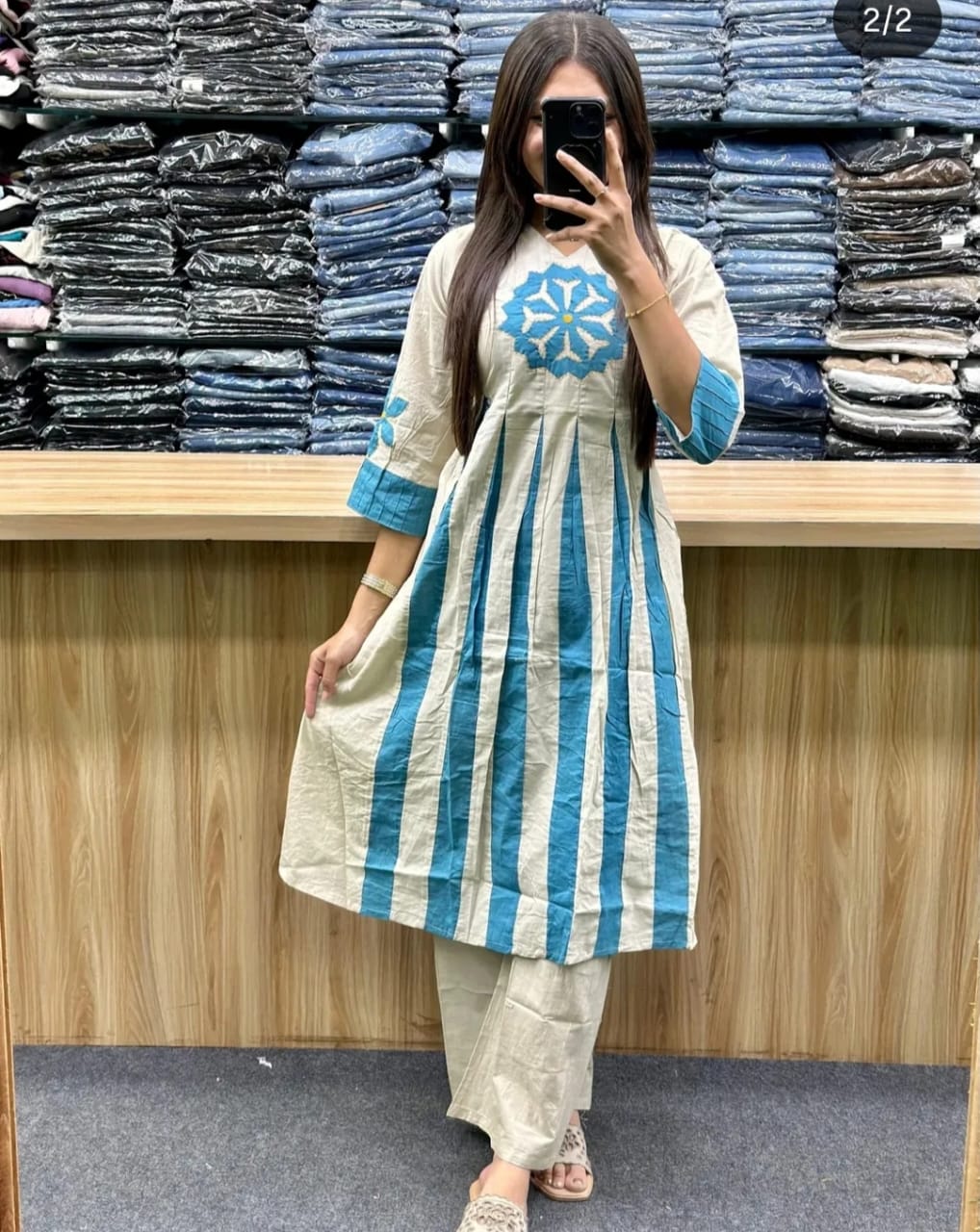 Aqua Bloom Kurti Pant Set Dream Cather