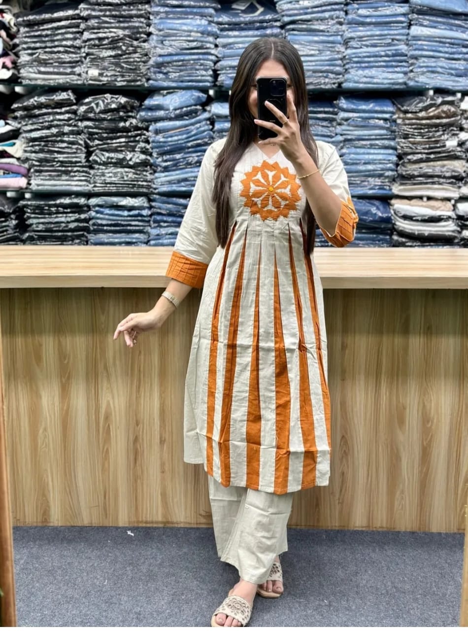 Aqua Bloom Kurti Pant Set Dream Cather