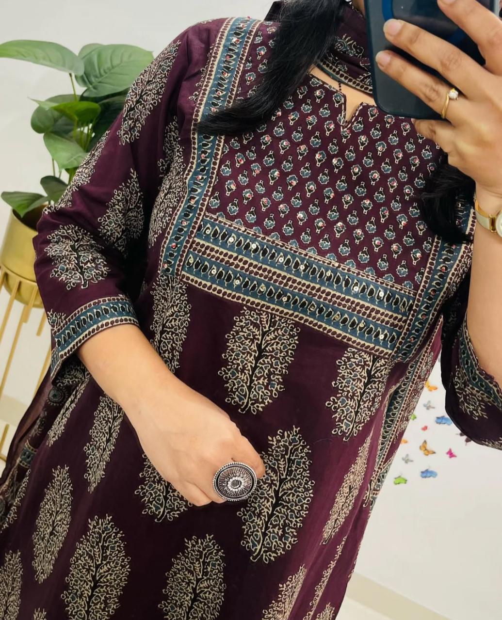 Ajrakh Print Straight Kurta Dream Cather