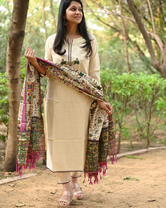 Kurta with Heavy Embroidery & Chanderi Dupatta Dream Cather