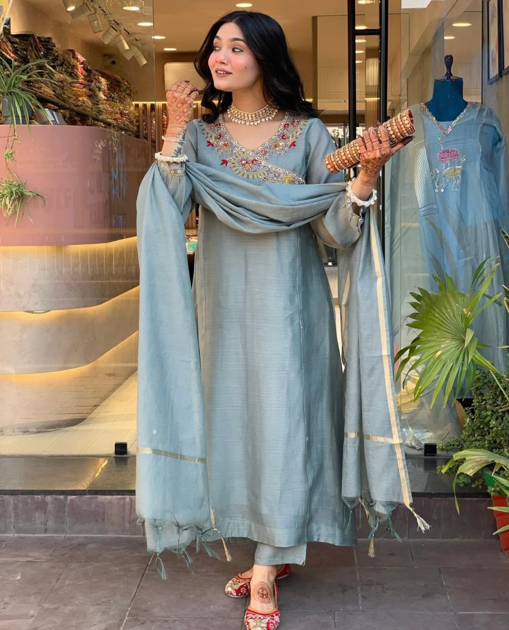 Angrakha Kurti Pant & Dupatta Dream Cather