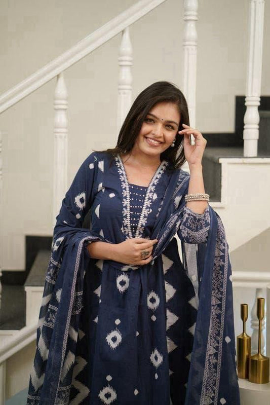 Printed Cotton Kurta Palazzo & Dupatta Dream Cather