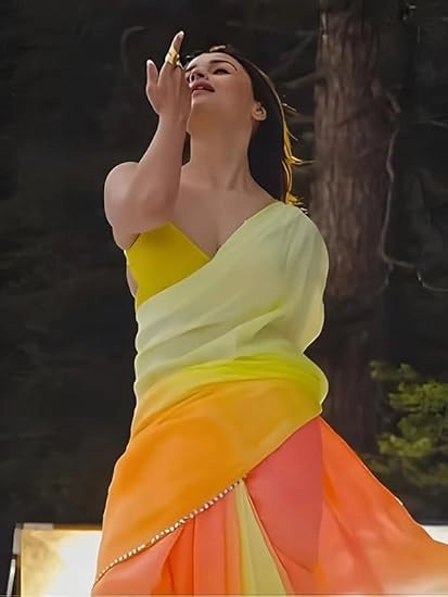 Georgette Printed Saree for Women (Multicolor, 6.3 m) 6706