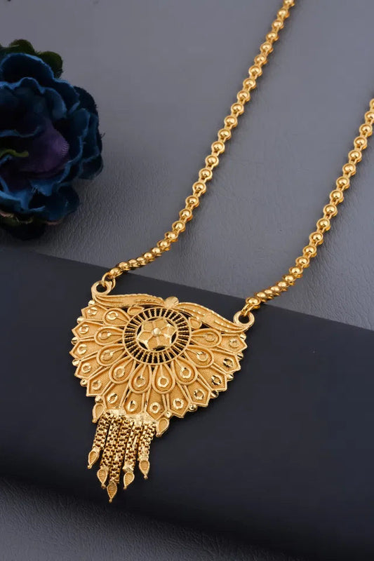 Traditional Gold plated Ki Mala Design With Moti Chen Ladi Long Mangalsutra 6366