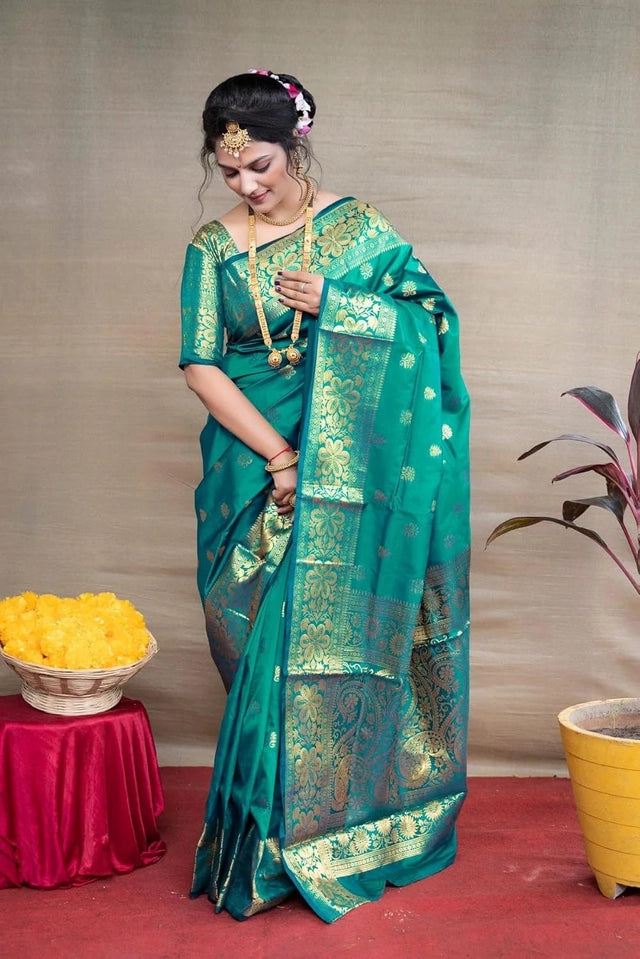 Banarasi Silk Embellished Saree for Women (Royal Blue, 6.3 m) 6706