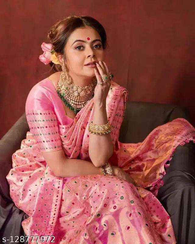 Jacquard Saree For Women (Pink, 6.3m) 6246