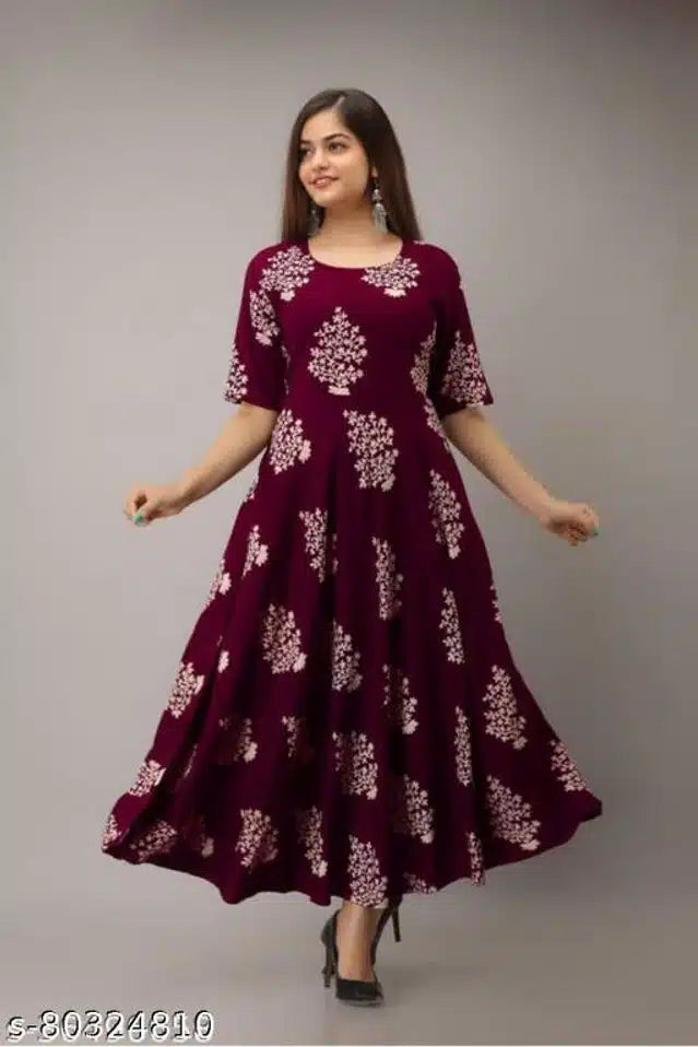 Cotton Printed Kurti for Women (Maroon, XXL) 13975