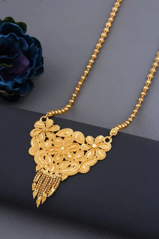 Traditional Gold plated Ki Mala Design With Moti Chen Ladi Long Mangalsutra 6366
