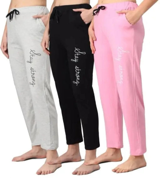 Cotton Blend Straight Fit Trouser for Women (Multicolor, M) (Pack of 3) 18594
