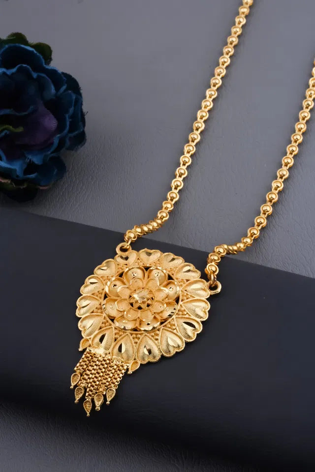 Traditional Gold plated Ki Mala Design With Moti Chen Ladi Long Mangalsutra 6366