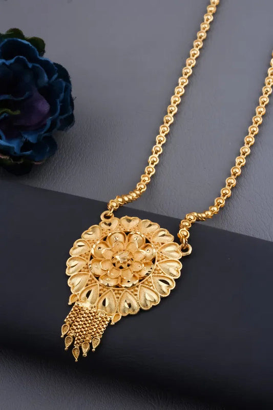 Traditional Gold plated Ki Mala Design With Moti Chen Ladi Long Mangalsutra 6366