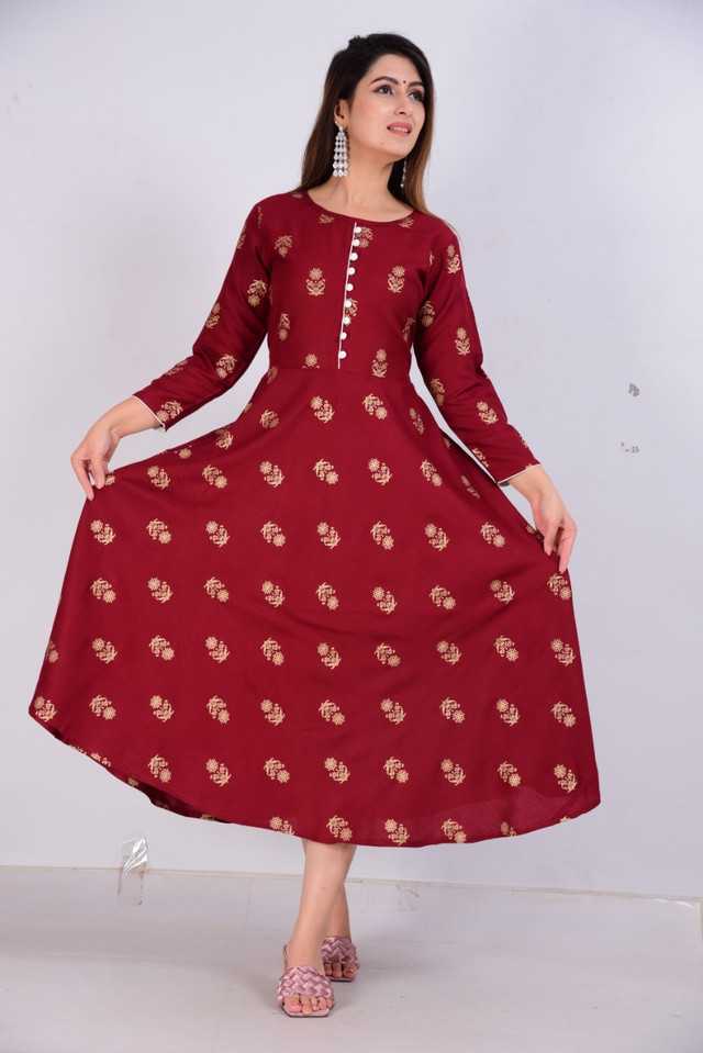 Aman Cotton Kurtis For Women (Maroon, S) (AE-105) 1497