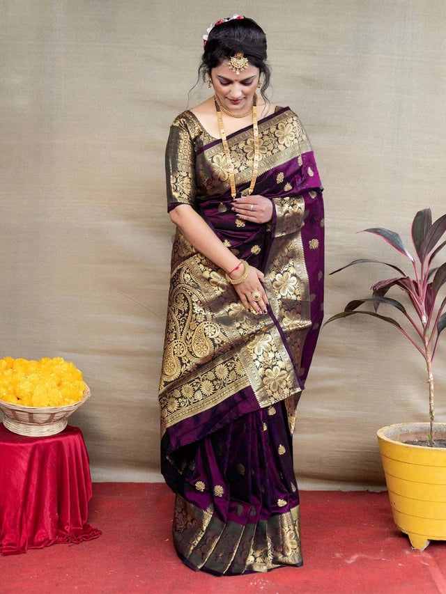 Banarasi Silk Embellished Saree for Women (Royal Blue, 6.3 m) 6706