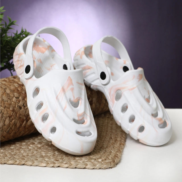 Clogs for Men (Peach & White) 16069
