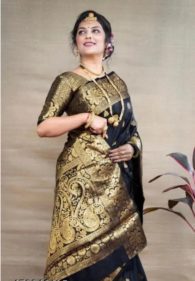 Banarasi Silk Embellished Saree for Women (Royal Blue, 6.3 m) 6706